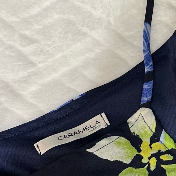 Caramela Camisole Tropical Print Navy‎ MultiColored Top Size Chart s/m - Picture 11 of 12
